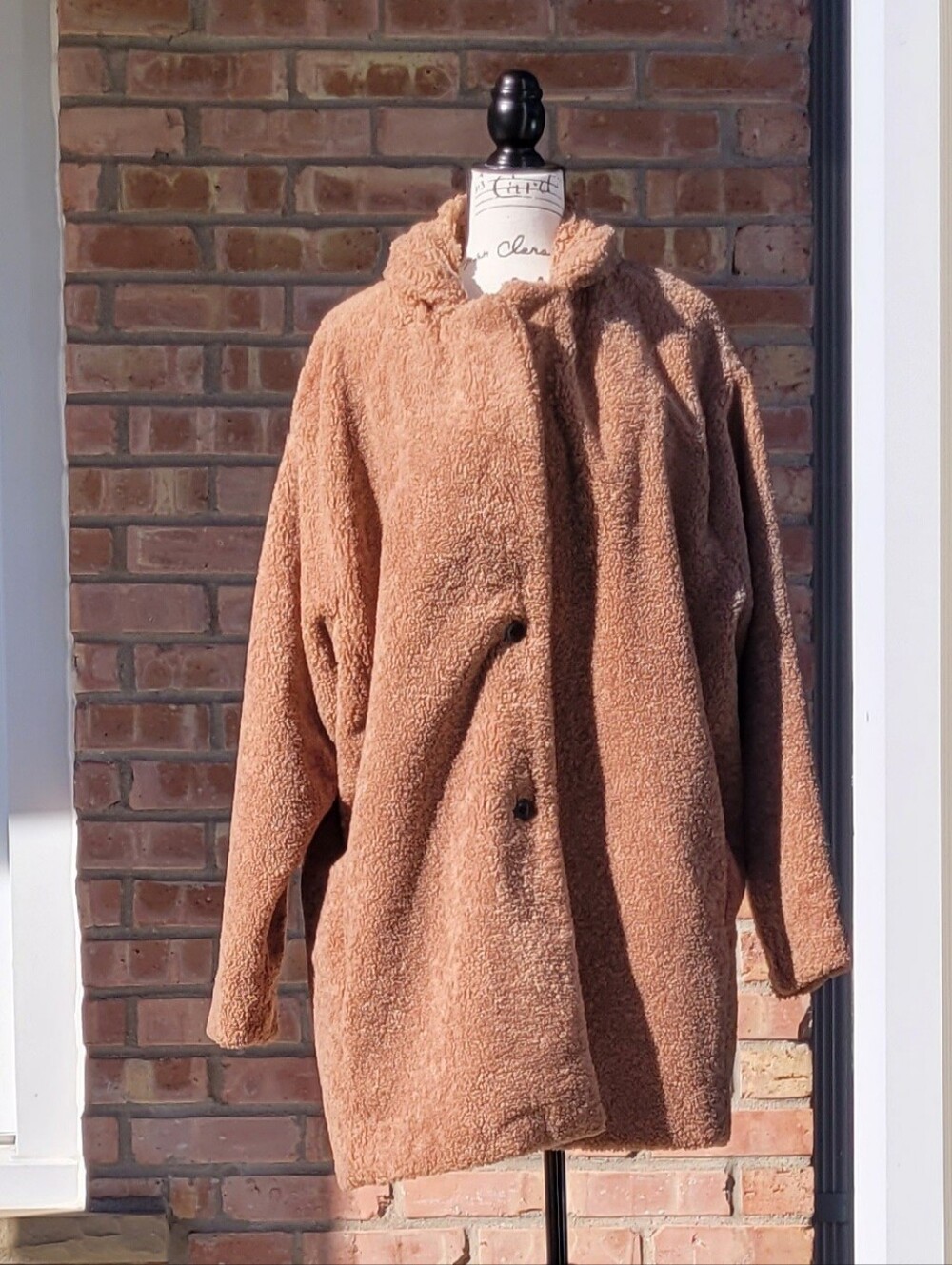 Daily/Ritual Teddy Bear Soft Fuzzy Coat Medium Length Tan Camel Color Size XXL